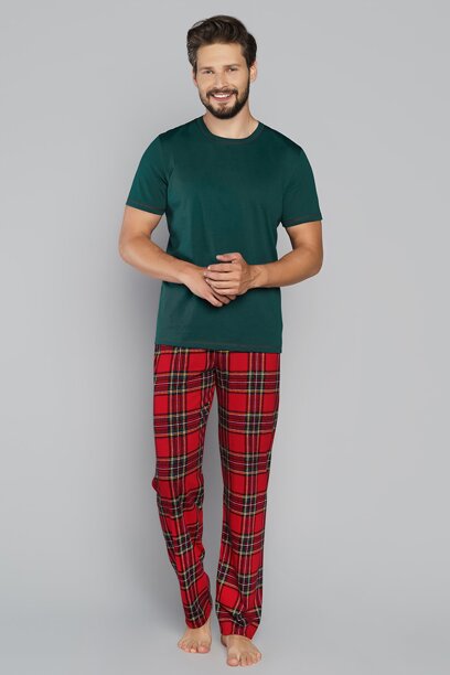Pánske pyžamo krátky rukáv Italian Fashion Narwik mega soft zelené