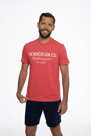 Pánske bavlnené pyžamo krátke Henderson Creed 41286-33X červeno-tmavomodré